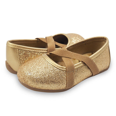 AURORA Ballet Flat (Youth) | Gold Sparkle-Shoes-Livie & Luca