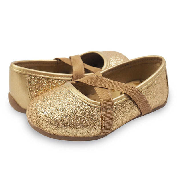AURORA Ballet Flat (Youth) | Gold Sparkle-Shoes-Livie & Luca