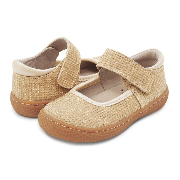 GEMMA Mary Jane Youth Girls Shoe | Gold Sparkle-Shoes-Livie & Luca