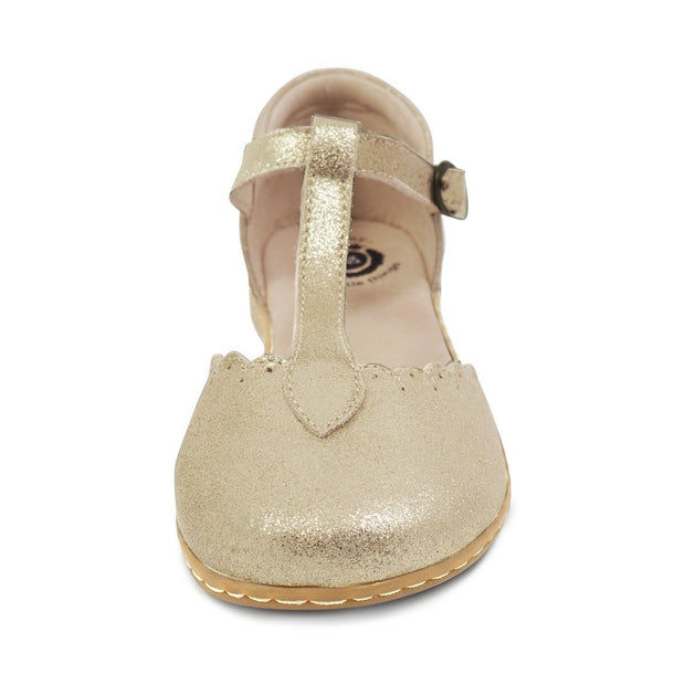 FRESCA T-Strap Flat (10-3Y) | Gold Shimmer-Shoes-Livie & Luca