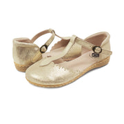 FRESCA T-Strap Flat (10-3Y) | Gold Shimmer-Shoes-Livie & Luca