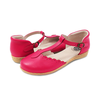 FRESCA T-Strap Flat (10-3Y) | Hot Pink-Shoes-Livie & Luca