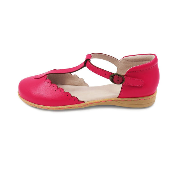 FRESCA T-Strap Flat (10-3Y) | Hot Pink-Shoes-Livie & Luca