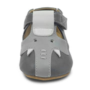 ELEPHANT T-Strap Baby Leather Shoe | Soft Gray-Shoes-Livie & Luca