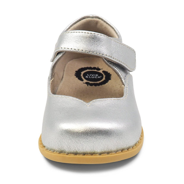 ASTRID Mary Jane Youth Girls Leather Shoe | Silver Metallic-Shoes-Livie & Luca