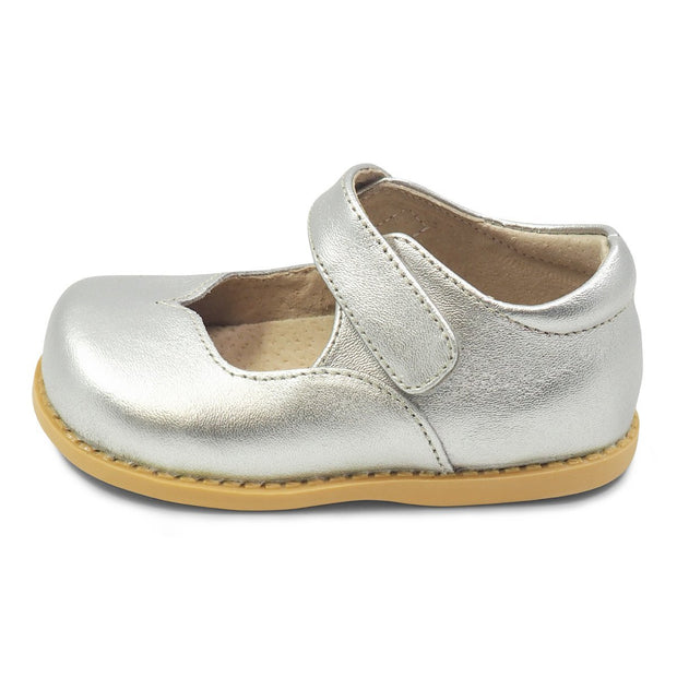 ASTRID Mary Jane Youth Girls Leather Shoe | Silver Metallic-Shoes-Livie & Luca
