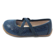 AURORA Ballet Flat Youth Girls Shoe | Navy Snake-Shoes-Livie & Luca