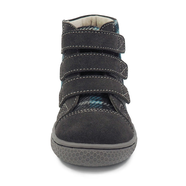 JAMIE High-Top Youth Boys Shoe | Gray Plaid-Sneaker-Livie & Luca