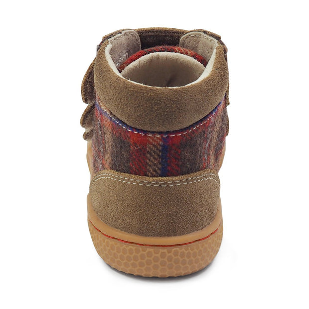 JAMIE High-Top Toddler/Kids Boys Shoe | Taupe Plaid-Shoes-Livie & Luca