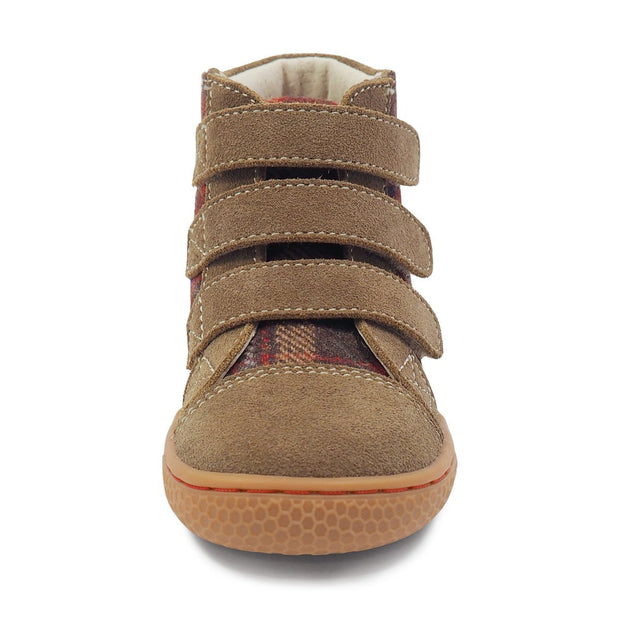 JAMIE High-Top Toddler/Kids Boys Shoe | Taupe Plaid-Shoes-Livie & Luca