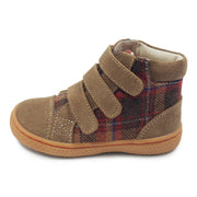 JAMIE High-Top Youth Boys Shoe | Taupe Plaid-Shoes-Livie & Luca