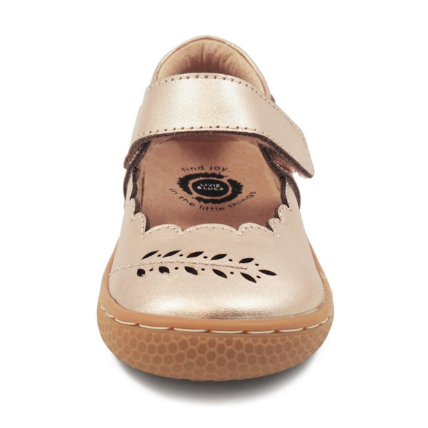 JUNIPER Mary Jane Youth Girls Leather Shoe | Rosegold Metallic-Shoes-Livie & Luca