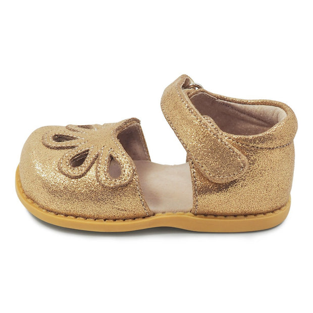 PETAL Mary Jane Youth Girls Shoe | Golden Shimmer-Shoes-Livie & Luca