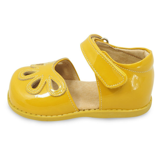 Petal Mary Jane for Toddler girls in yellow, side veiw