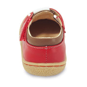 Adorable red elephant shoes for kids, heel view
