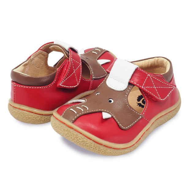Adorable red elephant shoes for kids, pair