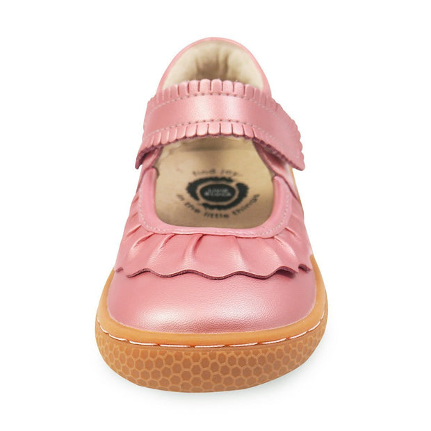 ruche mary jane in guava shimmer for toddler and little girls, front