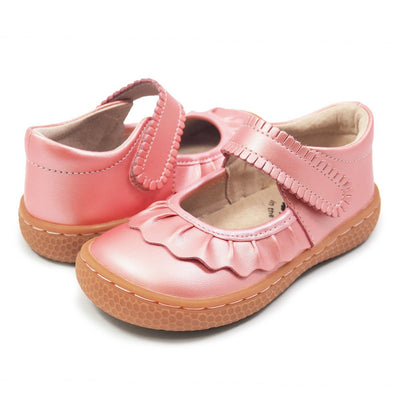 ruche mary jane in guava shimmer for toddler and little girls, pair