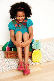 FRESCA T-Strap Flat (10-3Y) | Hot Pink-Shoes-Livie & Luca