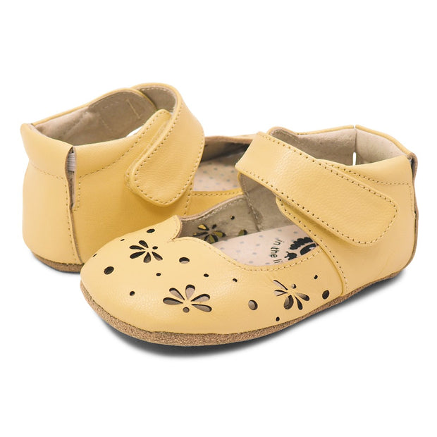 ASTRID Mary Jane (Baby) | Yellow Cream Perf-Shoes-Livie & Luca