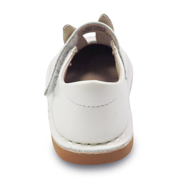 Molly bunny shoes for little girls in white pearl, heel