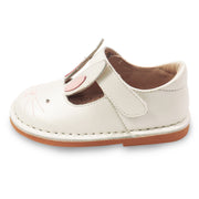 Molly bunny shoes for little girls in white pearl, side