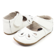 Sweet baby Petal Mary Jane in Milk with flower petal details, pair
