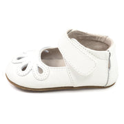 Sweet baby Petal Mary Jane in Milk with flower petal details, side